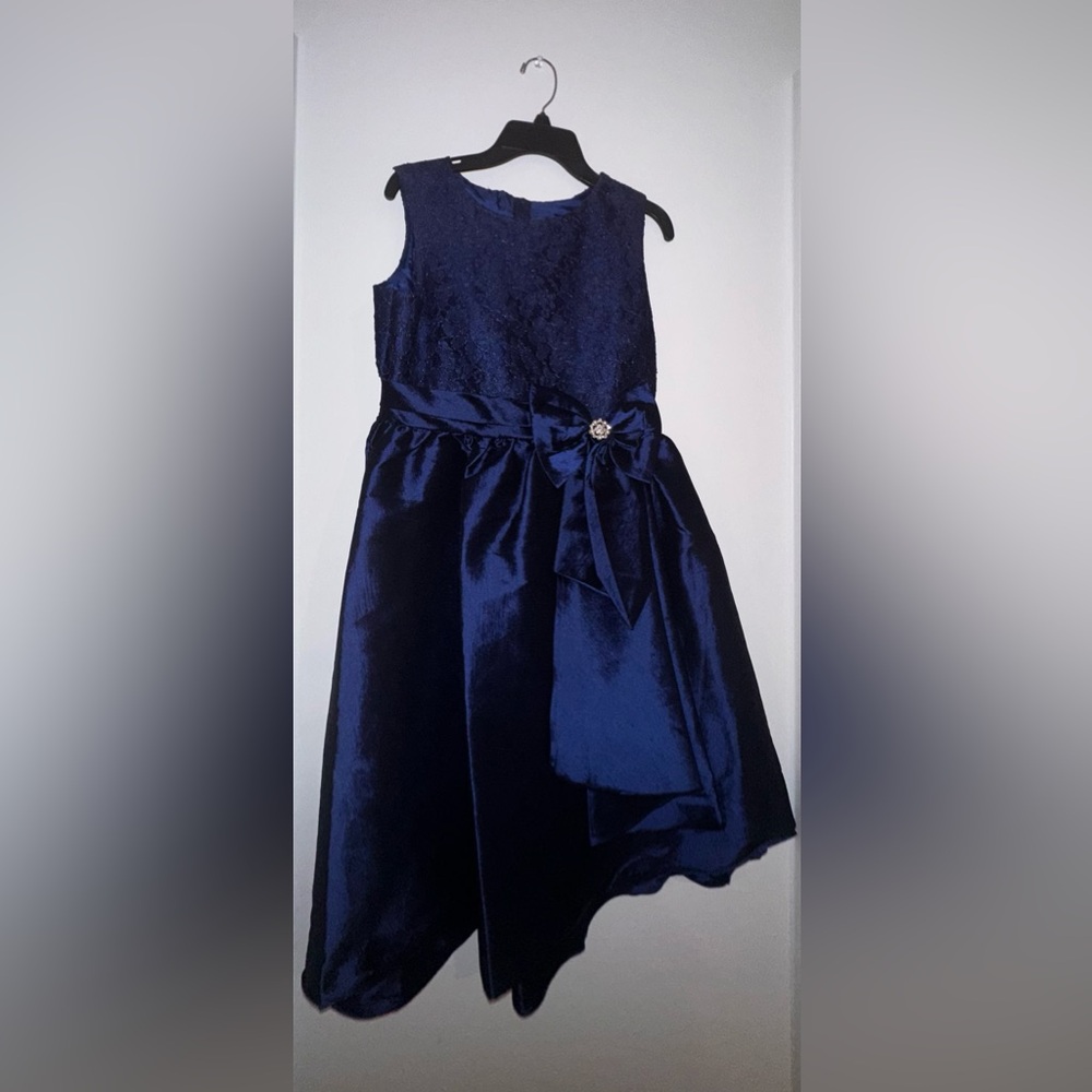 Formal blue dress.